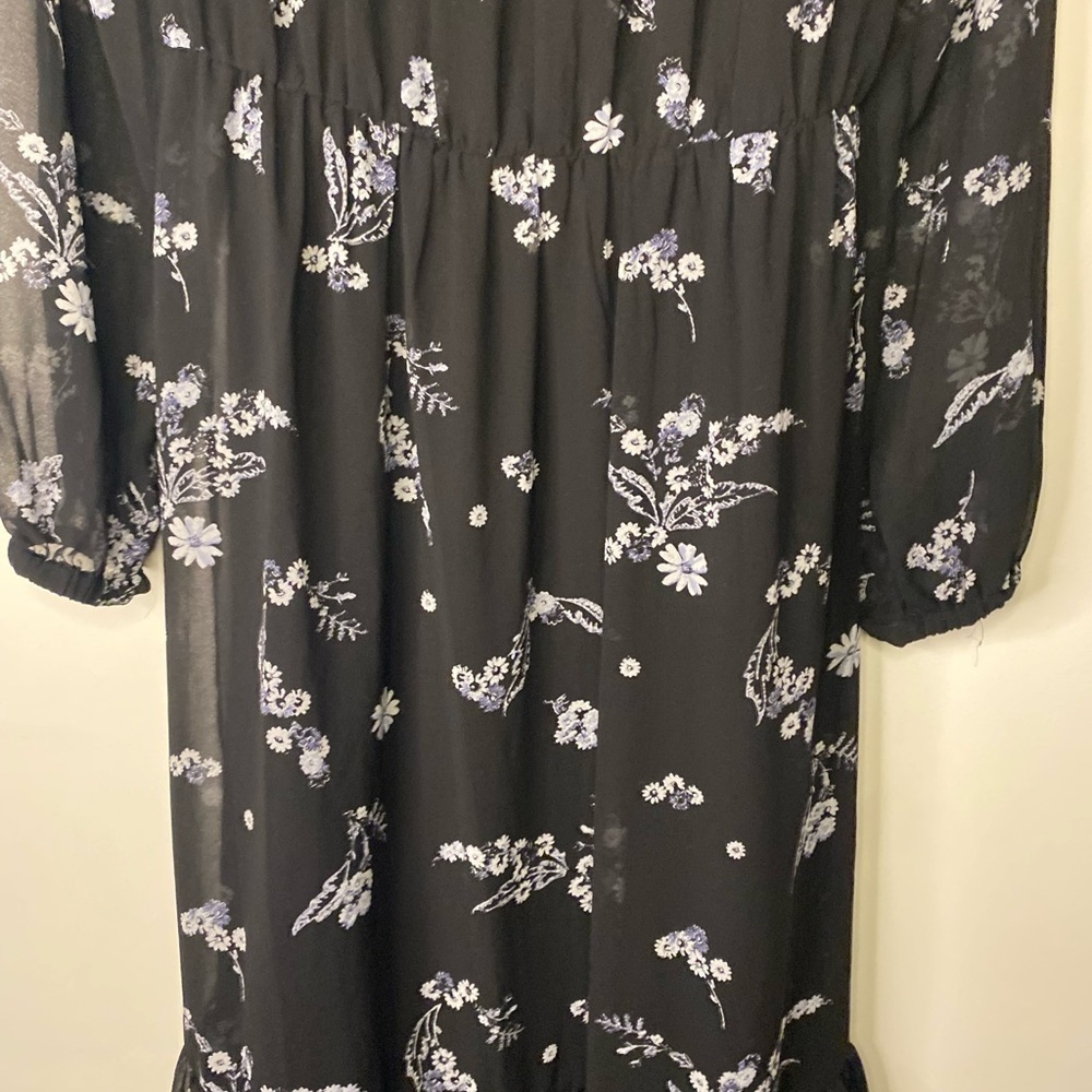 Who What Wear Black Floral Maxi Dress With Sheer Sleeves size small 90s Fall - Picture 10 of 14